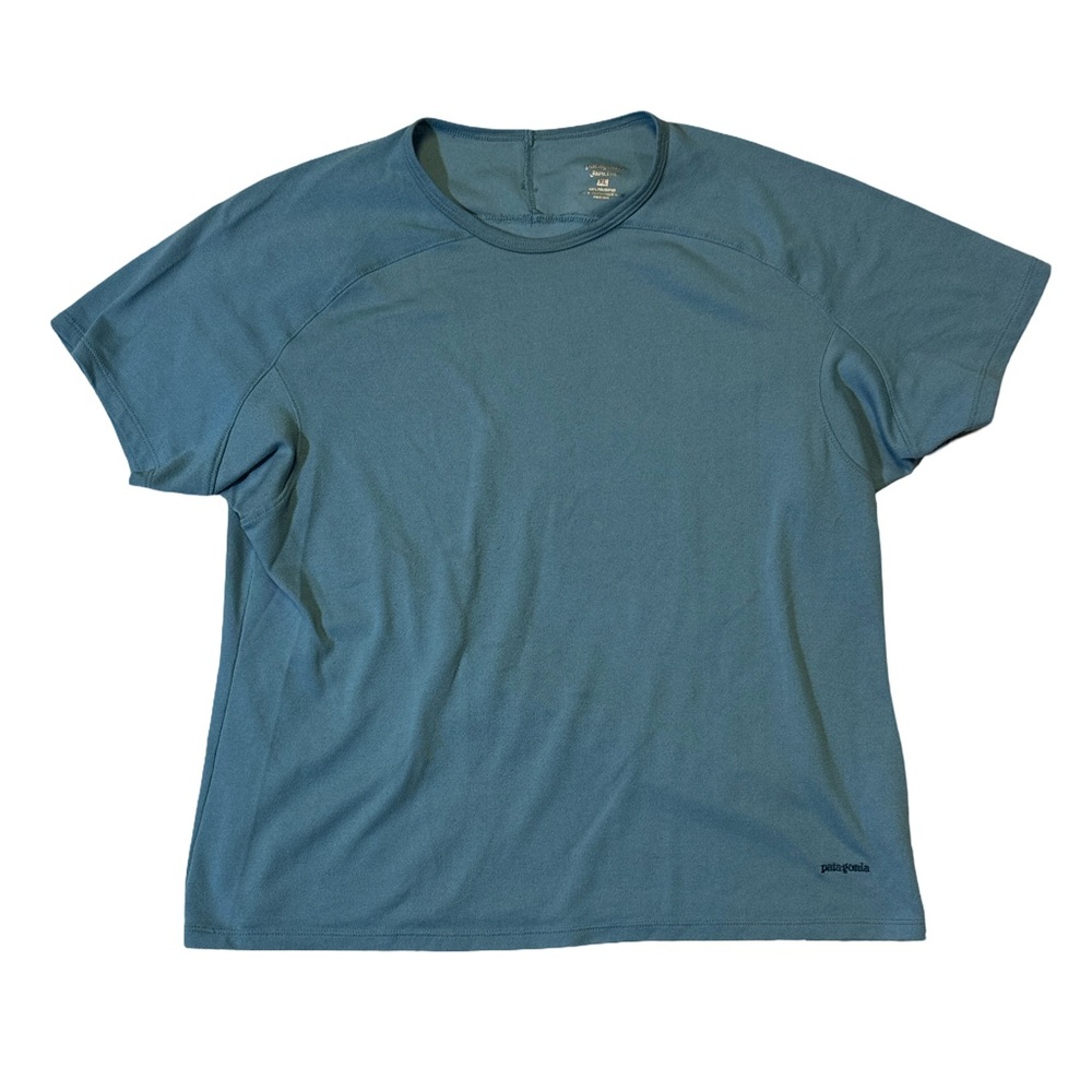 Patagonia women’s XL blue solid Capilene crewneck performance T-shirt EUC